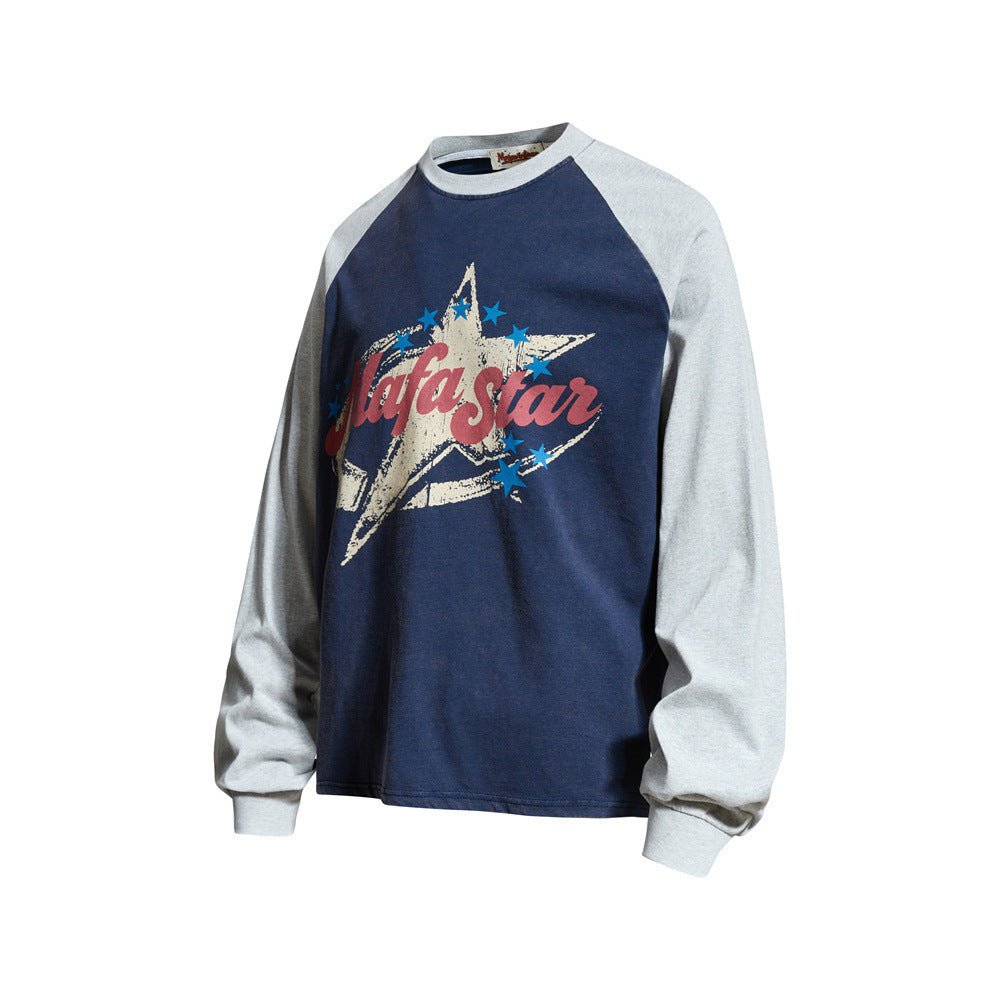 Long Sleeve Tee Shirts for Men – Mafa Star Graphic Raglan Colorblock Top
