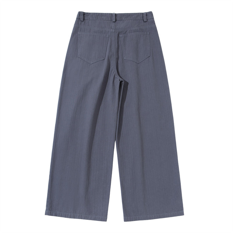 Wide-Leg Pleated Trousers – Men's Loose Fit Straight-Cut Pants