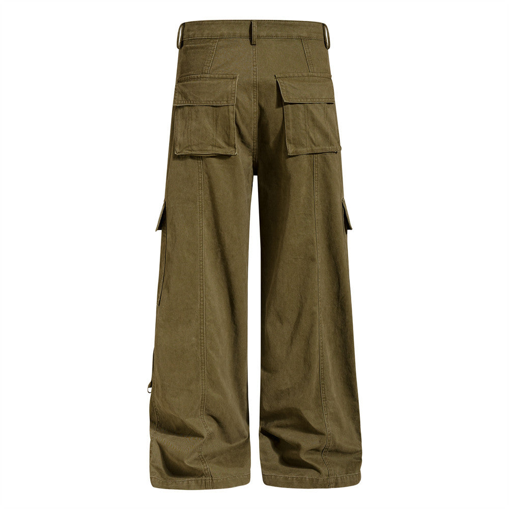 Wide-Leg Cargo Pants – Punk Streetwear Deconstructed Multi-Pocket Trousers