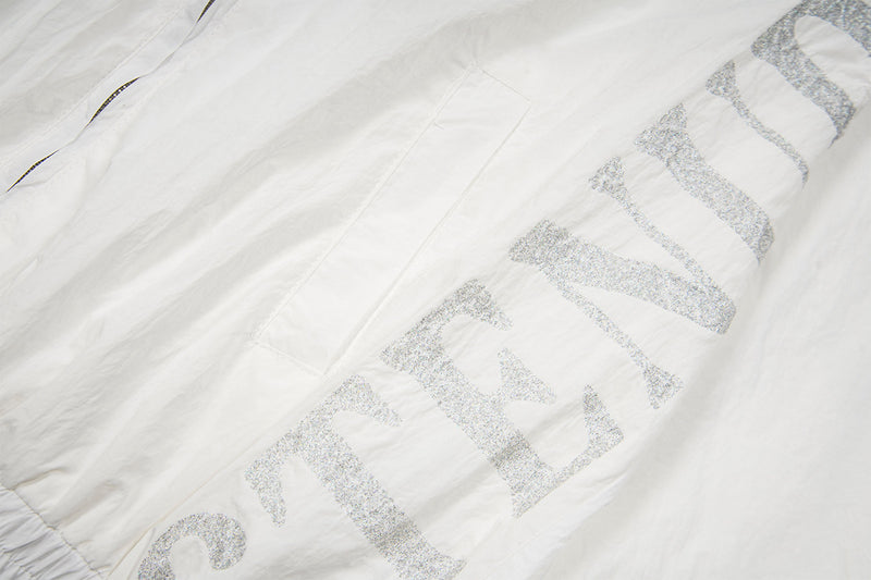 Grafik-Trackjacke – Windbreaker mit Stehkragen, durchgehendem Zipper & Stencil-Print