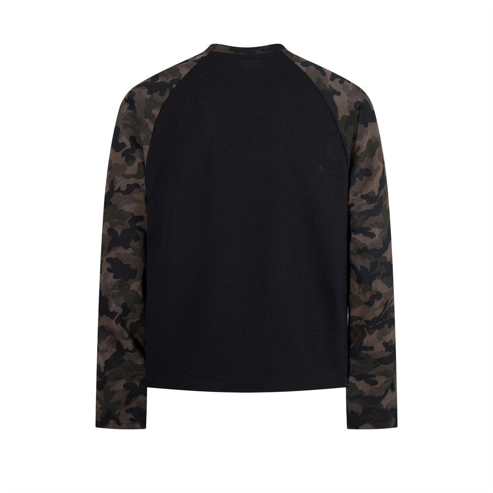 Jeff Buckley Graphic Long Sleeve Thermal Raglan Shirt with Camo Sleeves