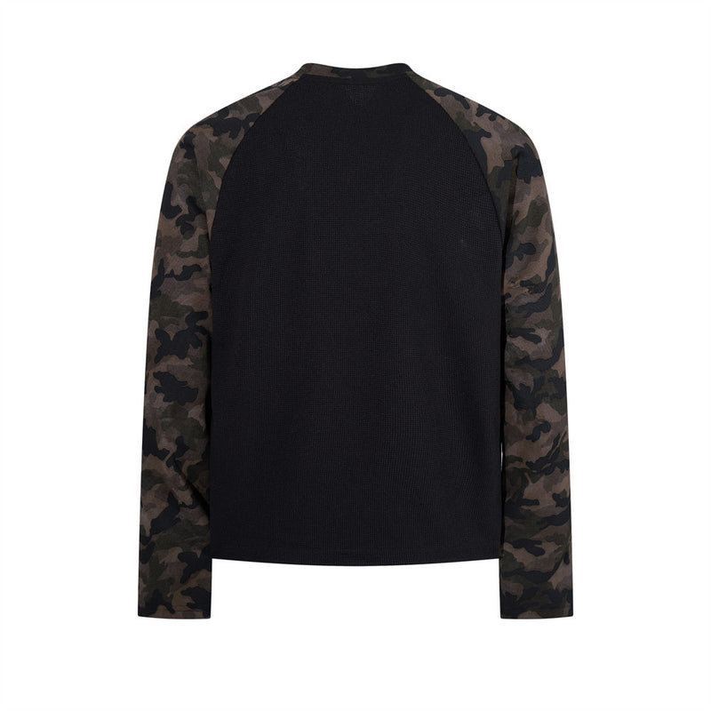 Jeff Buckley Graphic Long Sleeve Thermal Raglan Shirt with Camo Sleeves