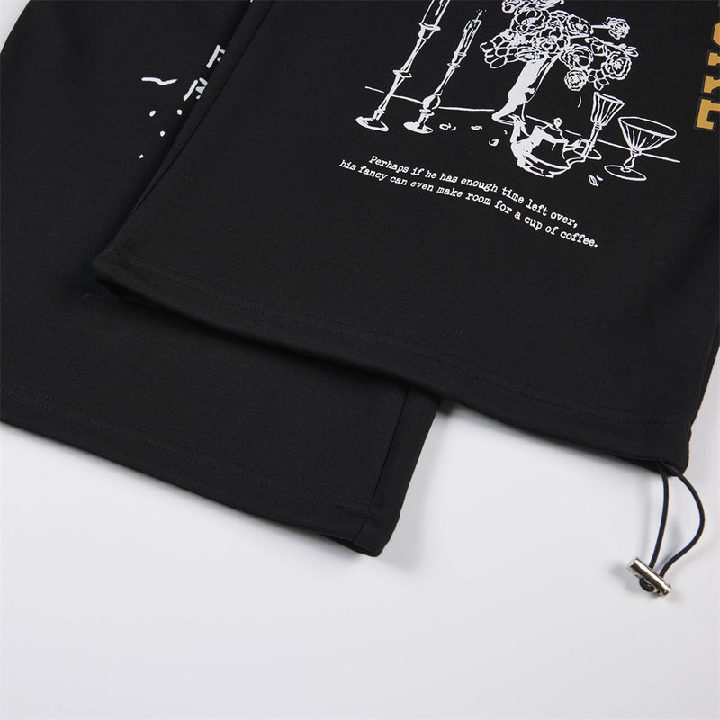 Abstract Portrait Graphic Wide-Leg Sweatpants – Men's Loose Fit Hip-Hop Street