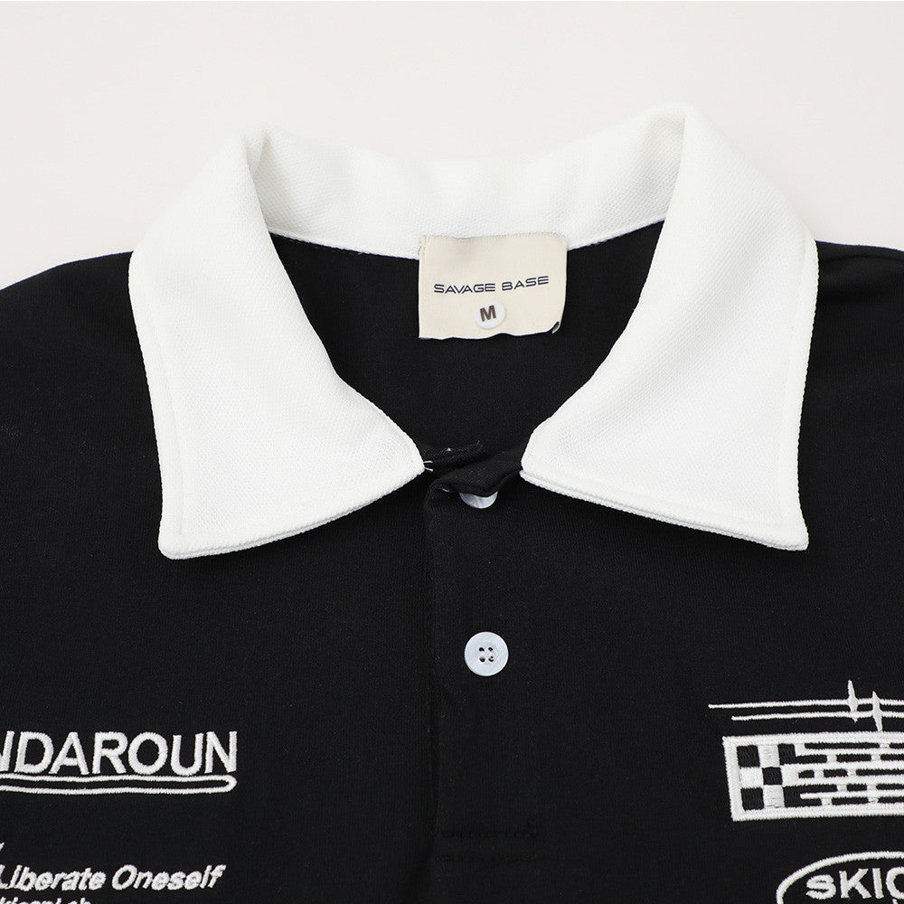 Racing Motorsport Graphic Polo Shirt – Colorblock Short Sleeve
