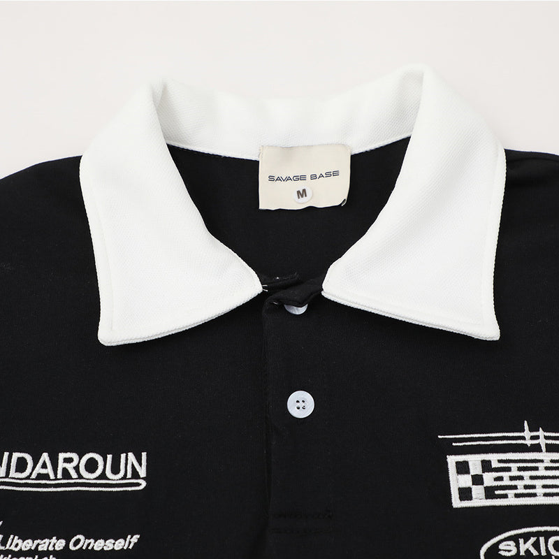 Racing Motorsport Graphic Polo Shirt – Colorblock Short Sleeve