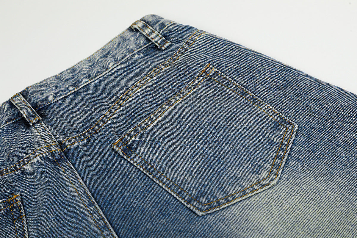 Jean baggy taille haute – Denim barrel à jambes larges avec étoiles en strass