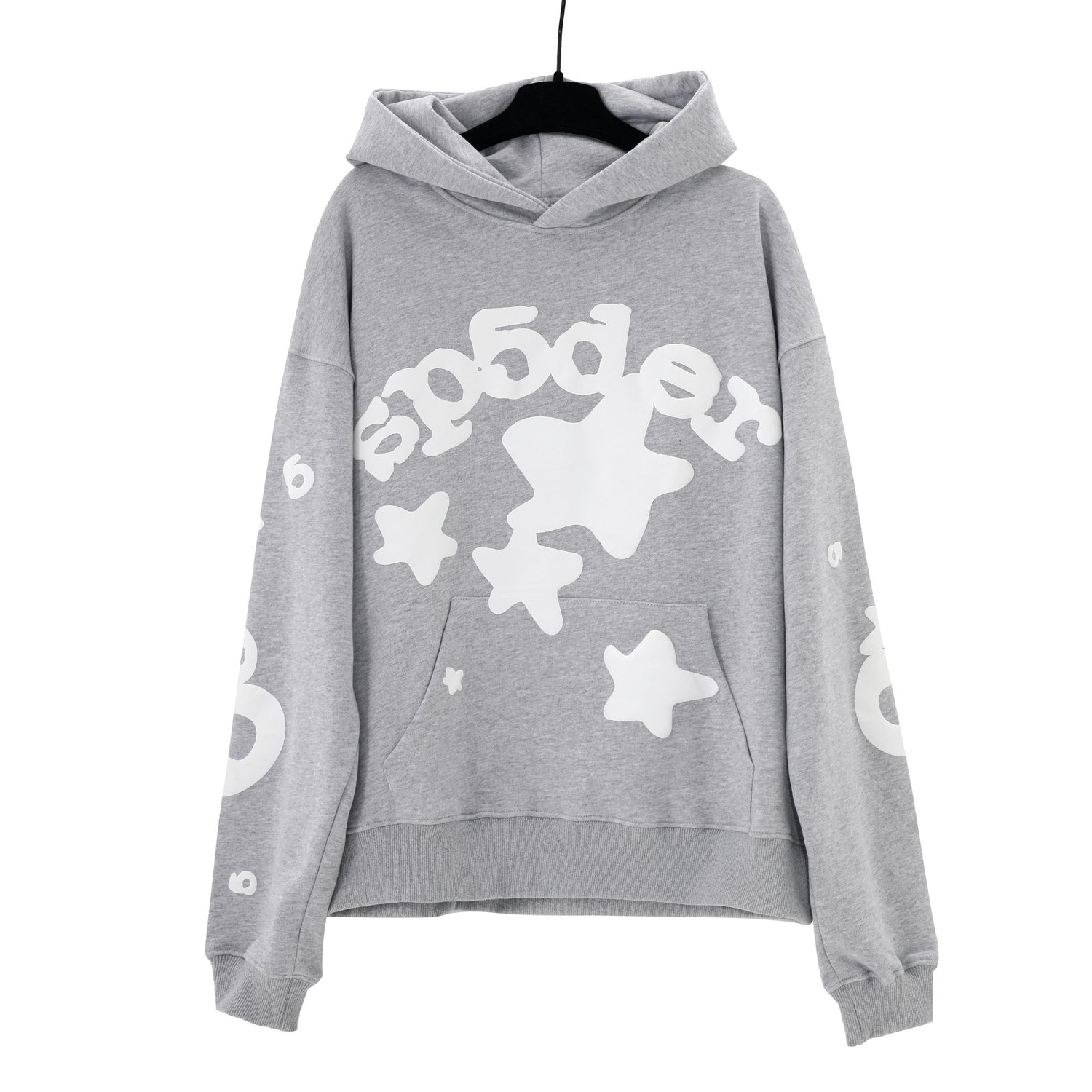 Sp5der Stars Hoodie – Grey 440GSM Heavyweight Streetwear Pullover