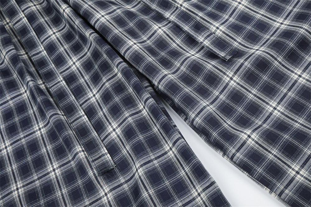 Men's Plaid Wide-Leg Trousers – Loose Fit Straight-Cut Pants