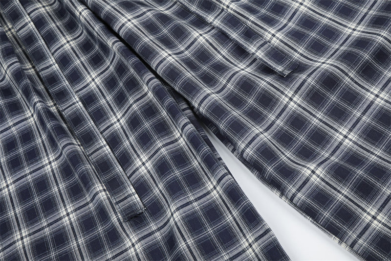 Men's Plaid Wide-Leg Trousers – Loose Fit Straight-Cut Pants
