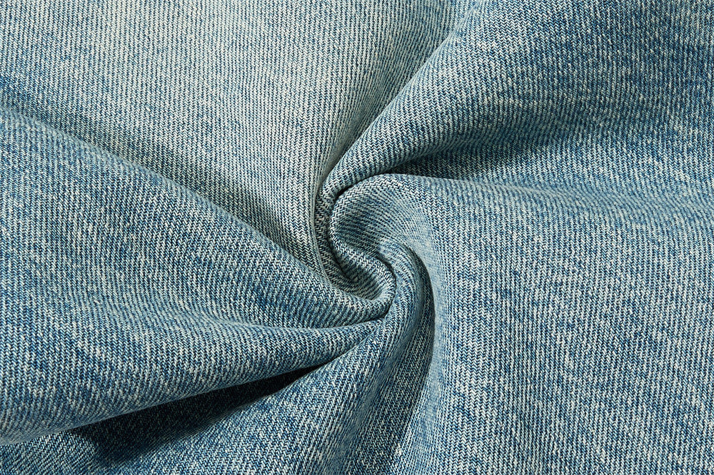 Men's Straight Fit Jeans Baggy Wide-Leg Washed Vintage Light Blue Denim