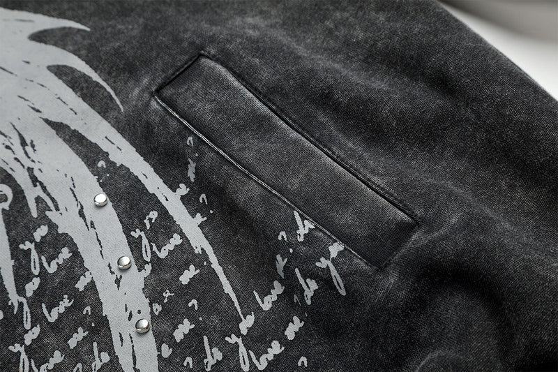 Anime Angel & Demon Graphic Zip-Up Hoodie – Acid Wash Oversized Streetwear