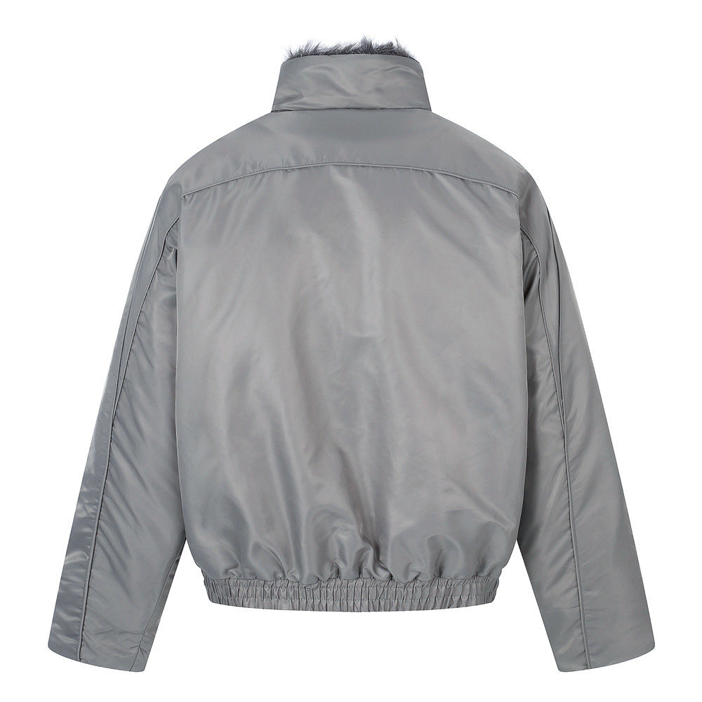 Faux Fur Collar Padded Bomber Jacket – Quilted Stitch Detail Men's Winter Coat