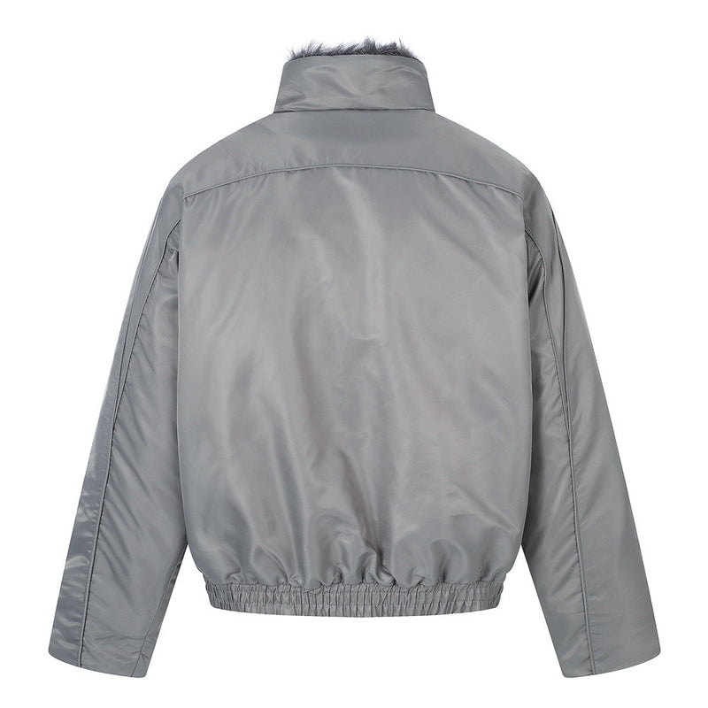 Faux Fur Collar Padded Bomber Jacket – Quilted Stitch Detail Men's Winter Coat