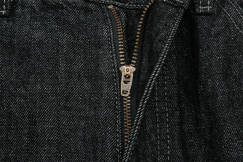 Men's Wide-Leg Black Jeans – Dragon Embroidery Straight Leg Denim