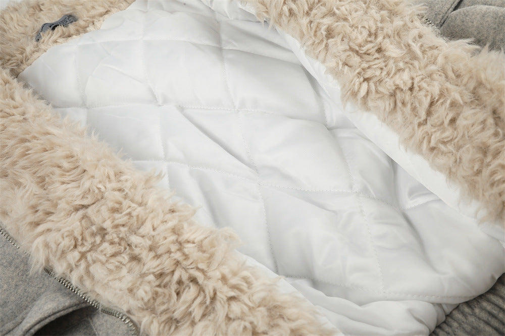 Men's Wool-Blend Sherpa-Lined Stand Collar Bomber Jacket