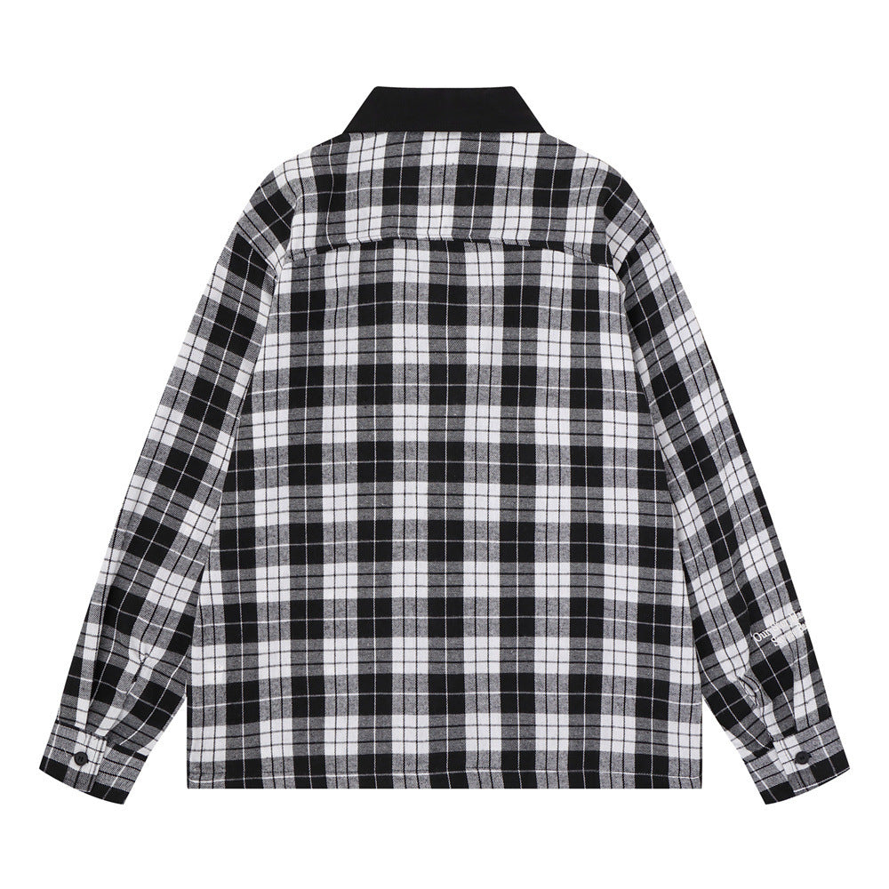 Oversized-Flanellhemd mit Karografik und Graffiti-Print – Herren-Langarmhemd im Patchwork-Stil