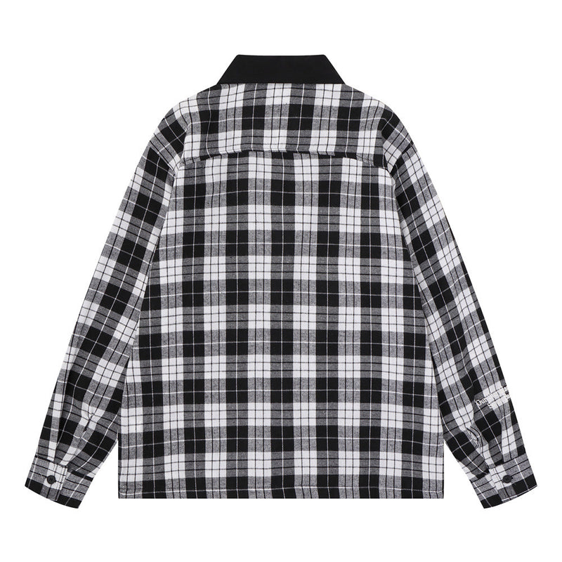 Oversized-Flanellhemd mit Karografik und Graffiti-Print – Herren-Langarmhemd im Patchwork-Stil