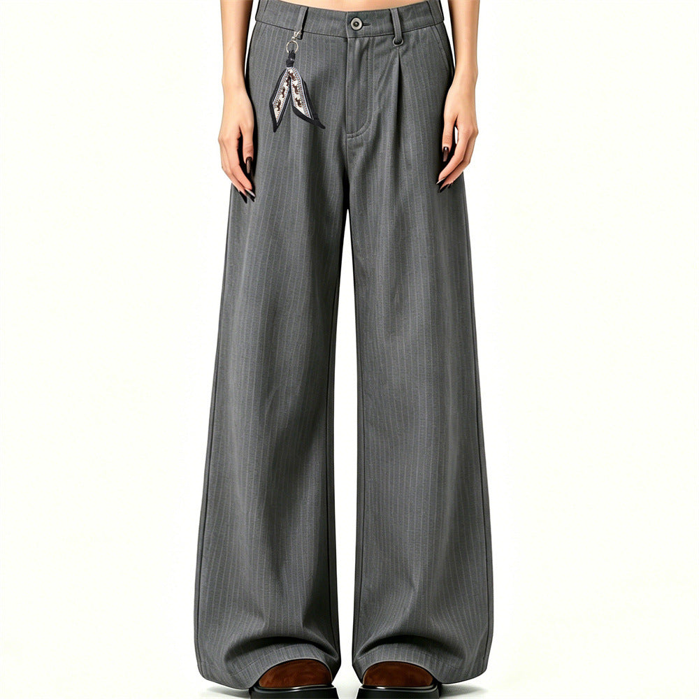 Pantalones de vestir de pierna ancha con raya diplomática – Pantalones plisados de corte recto para hombre
