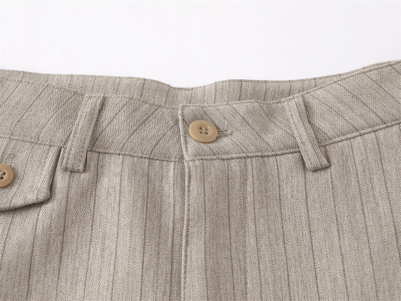 Wide-Leg Pinstripe Trousers – Relaxed Fit Pleated Dress Pants