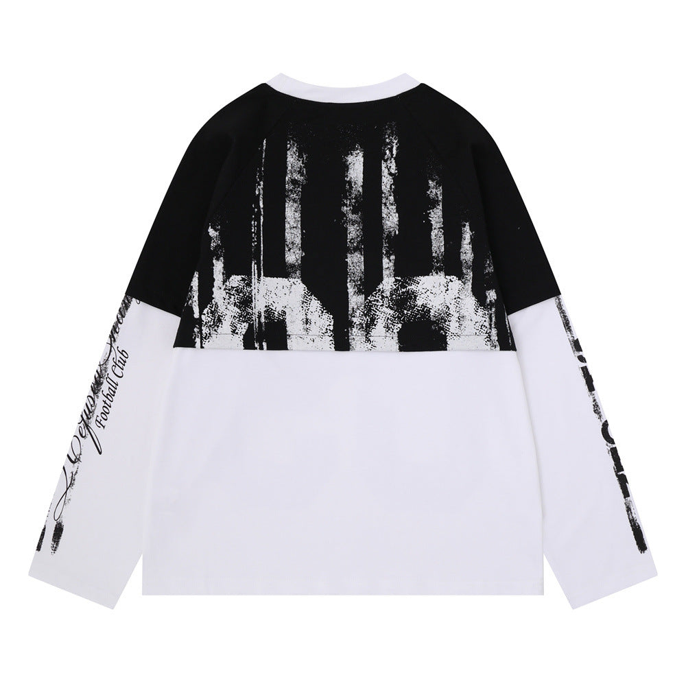 Camiseta de manga larga para hombre con efecto de dos piezas y bloques de color – REFUSED CHANGE 09 desgastado
