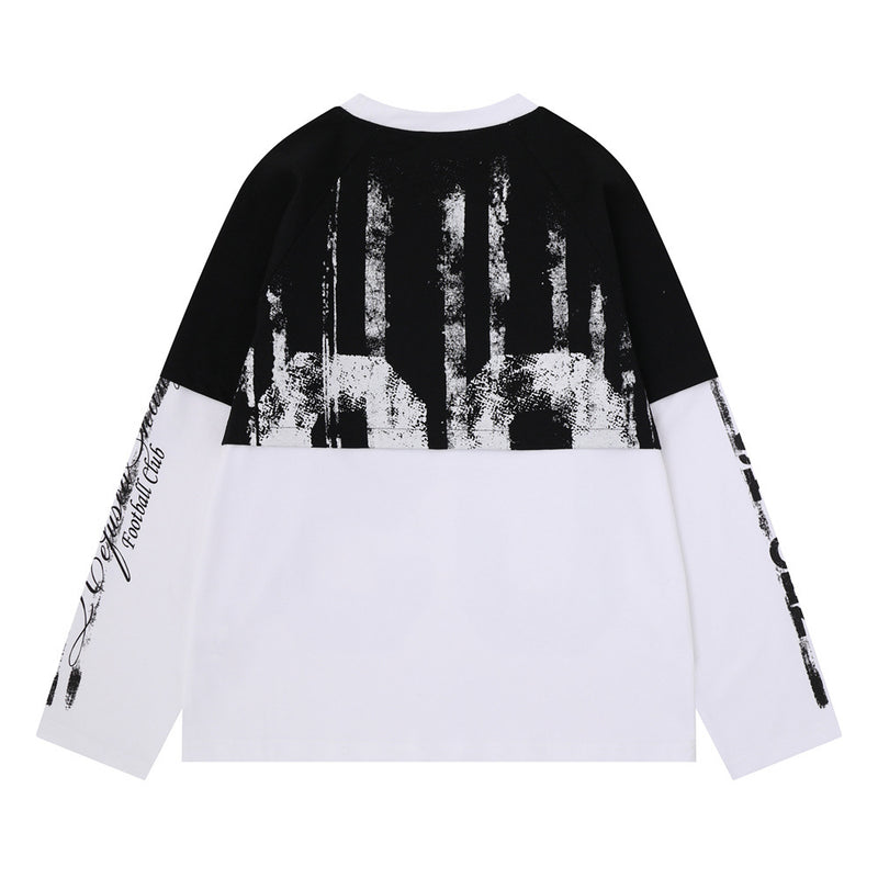 Camiseta de manga larga para hombre con efecto de dos piezas y bloques de color – REFUSED CHANGE 09 desgastado
