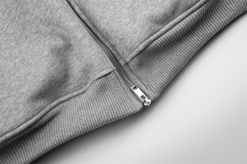 Oversize-Zip-Hoodie in Grau mit Details aus mehreren Reißverschlüssen