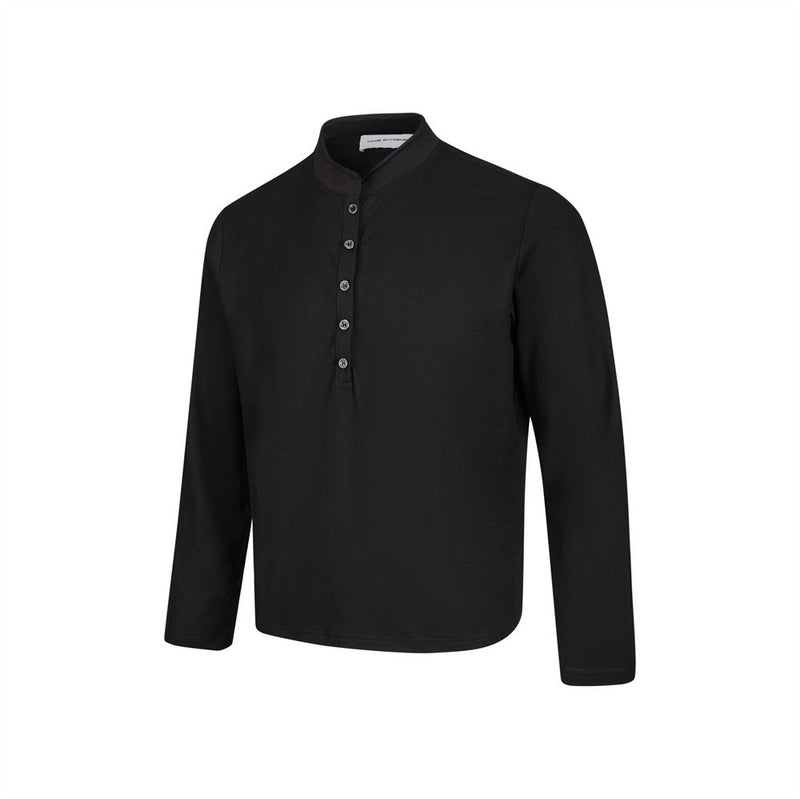 Men's Long Sleeve Shirt – Mandarin Collar Half-Button Henley