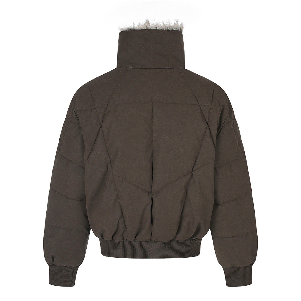 Chaqueta bomber acolchada con cuello de pelo sintético – Abrigo de invierno para hombre
