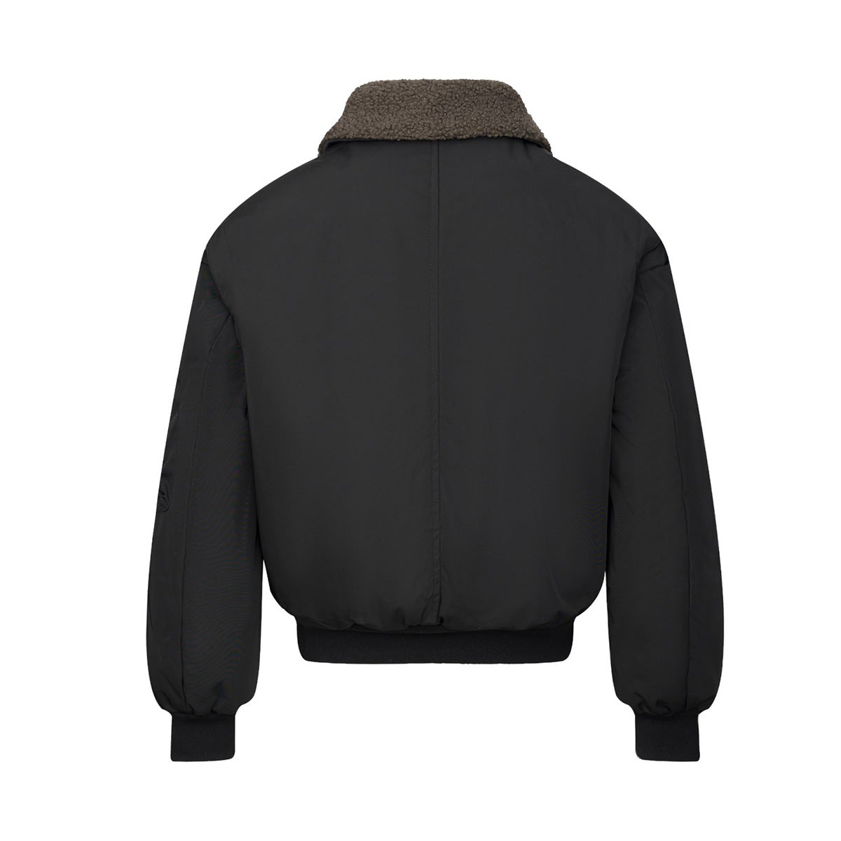 Sherpa Collar Padded Bomber Jacket – Olive Green / Black
