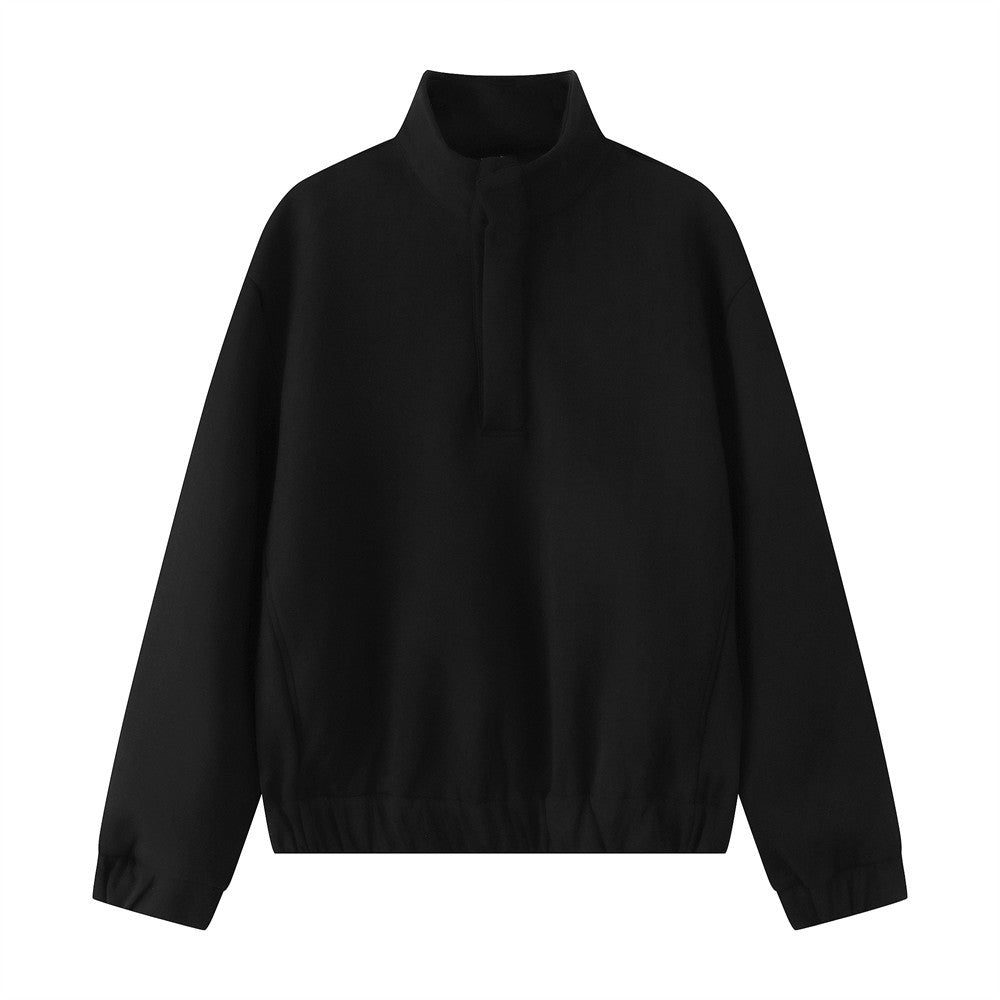 Sweat homme oversize à col montant zippé jusqu’à la poitrine, noir, vue de face