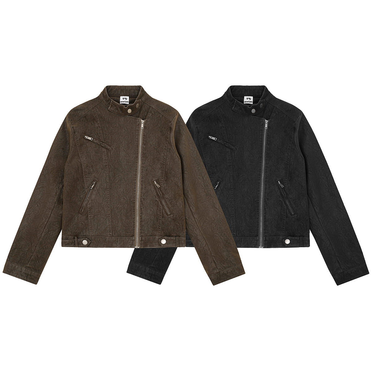 Cropped Moto Biker Jacket – Asymmetric Zip PU Leather Rider Coat