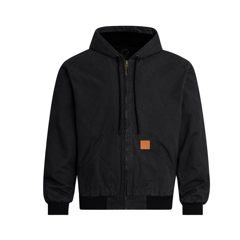 Men's Washed Canvas Hooded Work Jacket – Vintage American Workwear Style