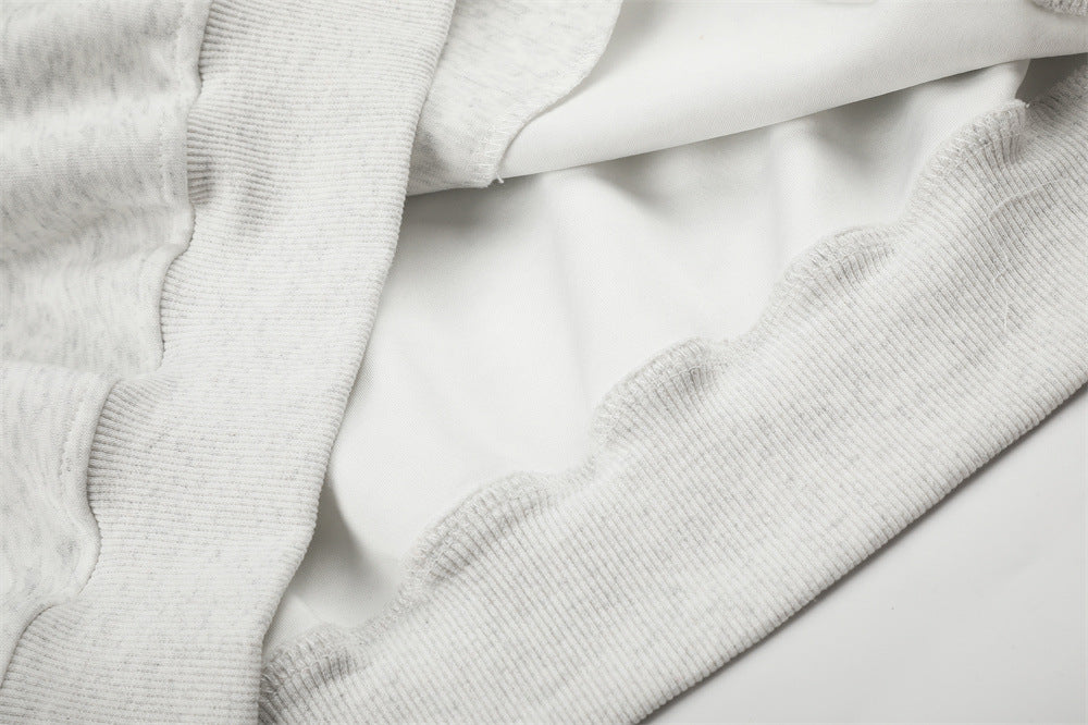 Oversized Zip-Up Hoodie with Studded Seam Detail – Acid Wash & Grey