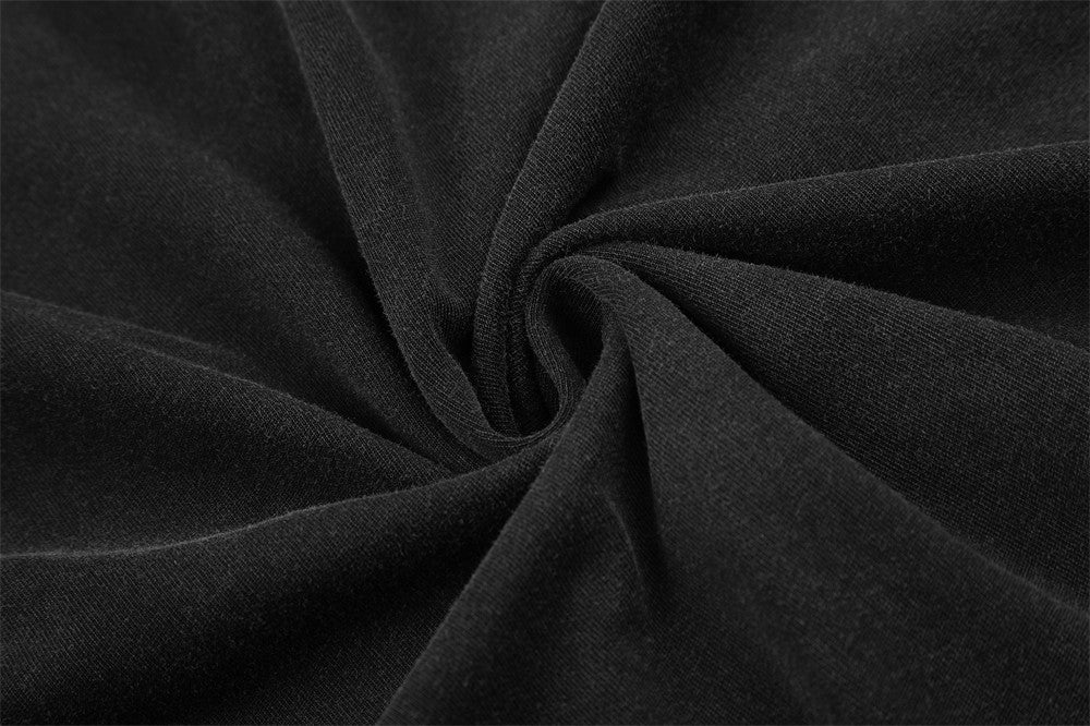 Men's Cropped Military-Style Long Sleeve Polo Shirt with Braided Trim – Black