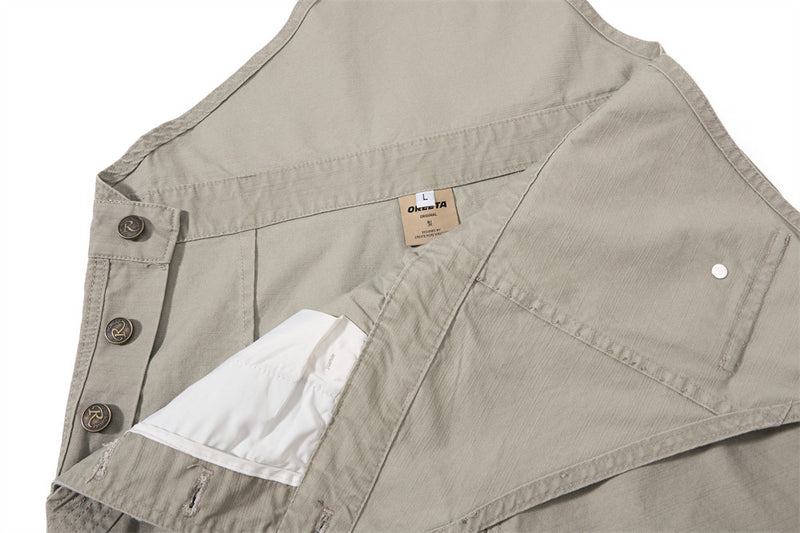 One-Shoulder Bib Overalls – Wide-Leg Cargo Pants with Zip Pockets & Pintuck