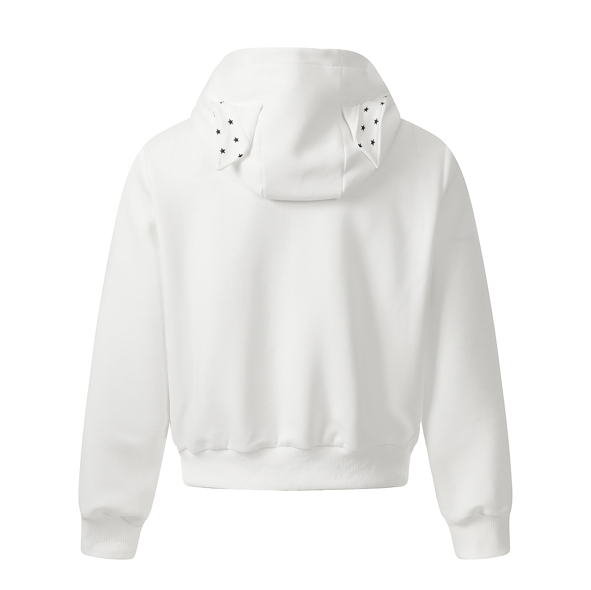 Sweat zippé à capuche avec oreilles de diable et doublure étoilée — Style vintage américain court