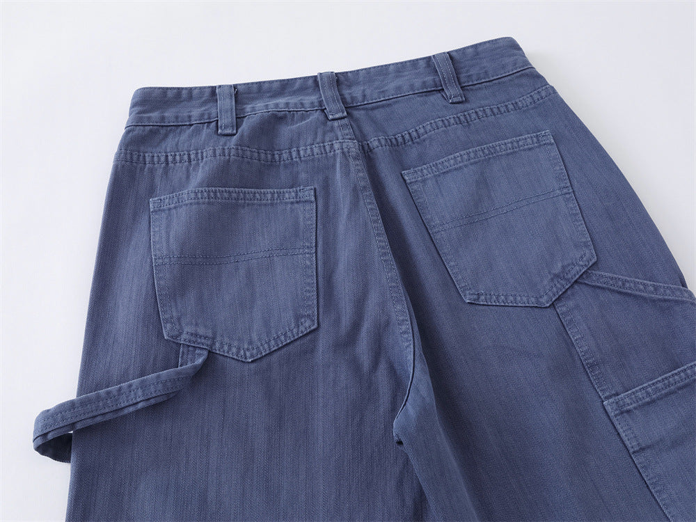 Wide-Leg Carpenter Jeans – Loose Fit Straight Denim Pants with Utility Pockets