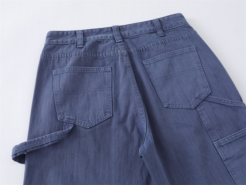 Wide-Leg Carpenter Jeans – Loose Fit Straight Denim Pants with Utility Pockets