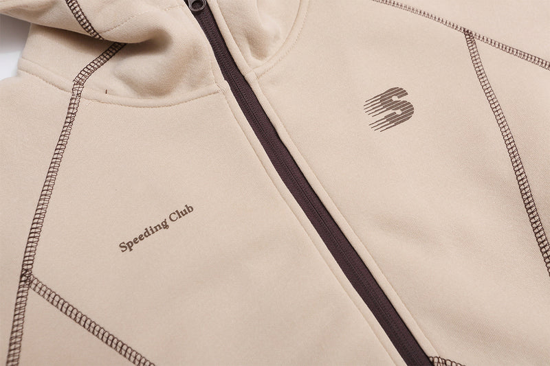 Zip-Hoodie mit kontrastierenden Steppnähten – Kurzer, sportlicher Fit