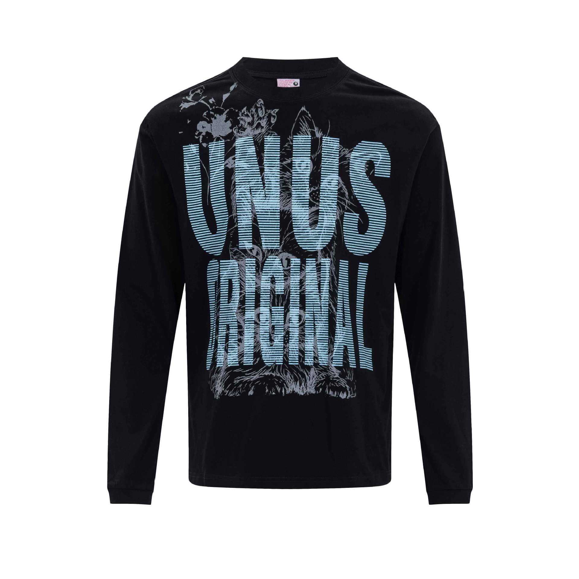 Tee-shirt graphique à manches longues – UNUS Original, imprimé chat, style streetwear
