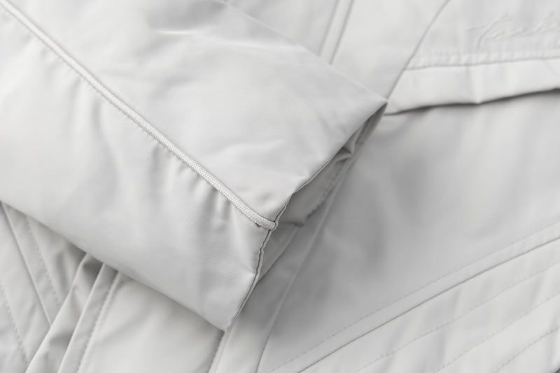 Men's Cropped Puffer Bomber Jacket – Stand Collar, Geometric Seam Detail