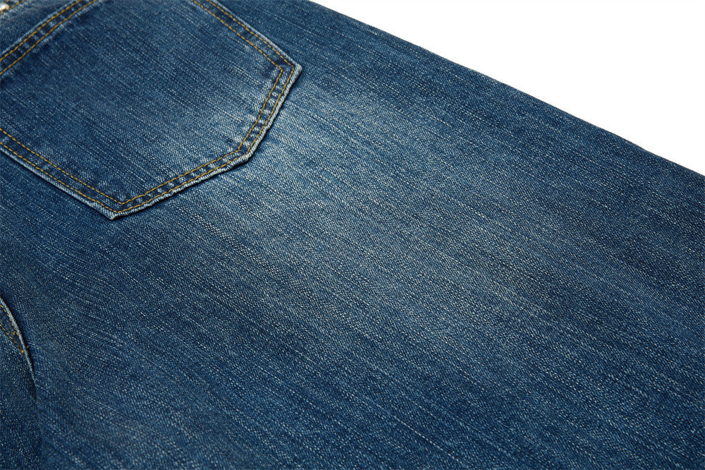 Men's Baggy Black Jeans Wide-Leg Rivet Punk Washed Denim Pants