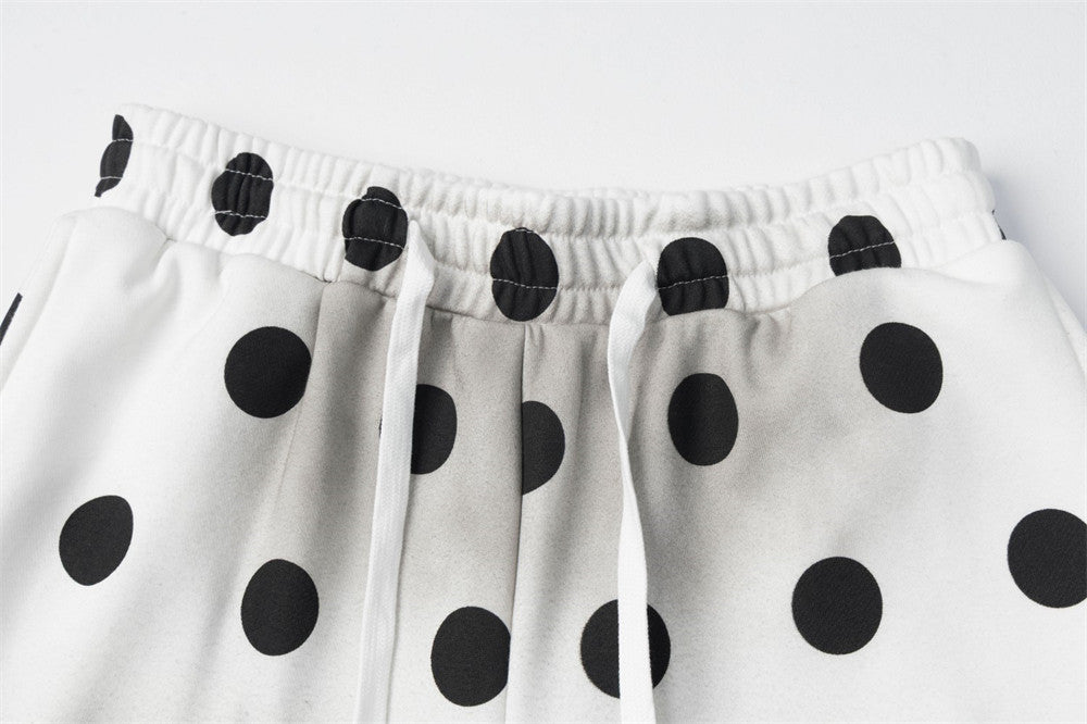 Polka Dot Wide-Leg Sweatpants – Relaxed Fit Streetwear Jogger Pants