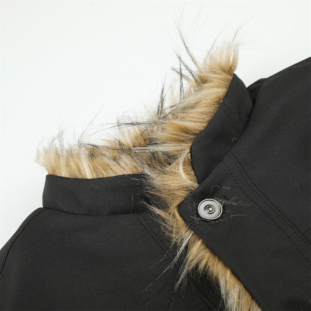 Faux Fur Trim Stand Collar Padded Jacket – Relaxed Fit Men's Winter Coat