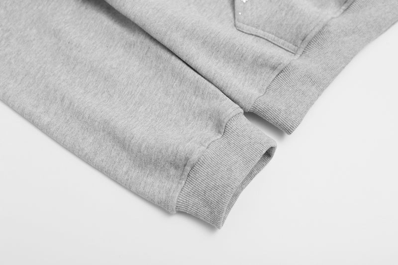 Zip-Up Hoodie with Star Studs & Decorative Drawstring, Oversized Fit
