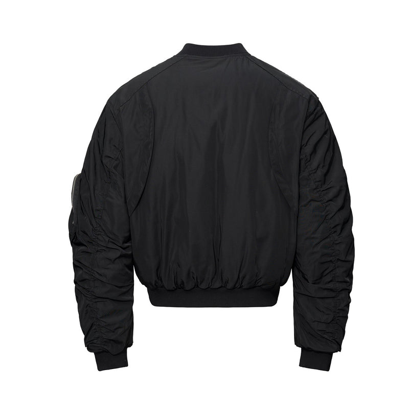 Padded Bomber Jacket – Zip-Up MA-1 Flight Jacket with Sleeve Pocket