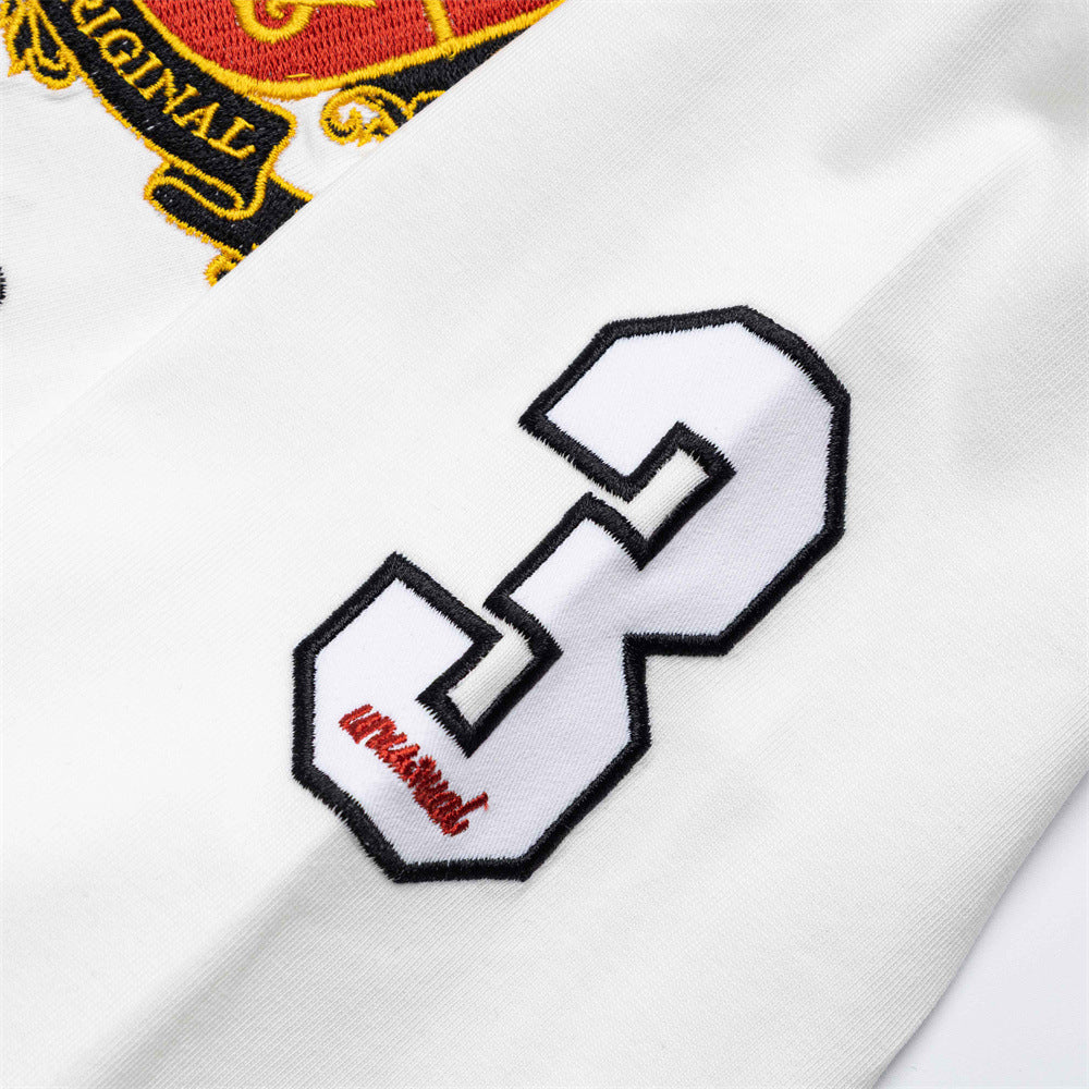 Men's Long Sleeve Polo Shirt with Embroidered Crest Badge