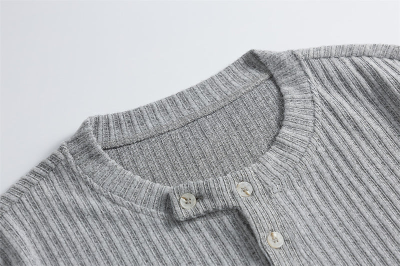 Men's Long Sleeve Ribbed Henley Shirt – Relaxed Fit Half-Button Top
