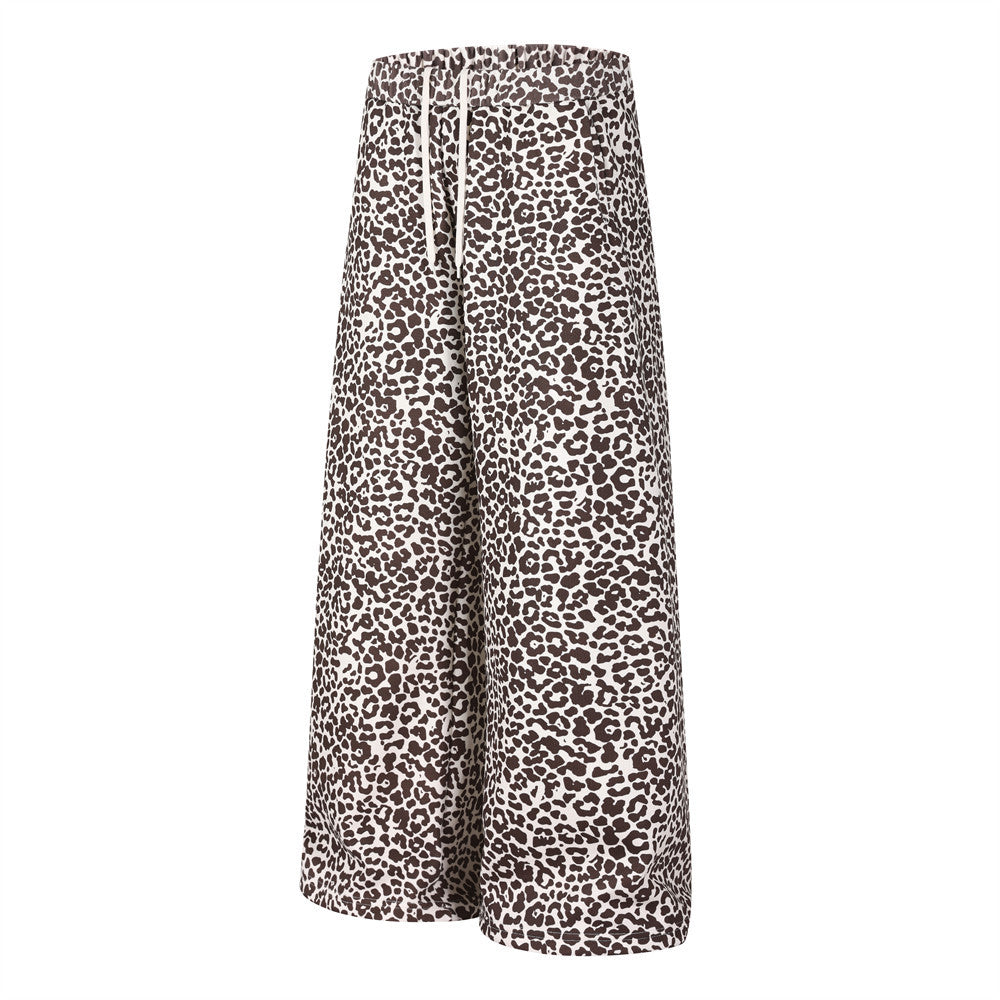 Leopard Print Wide-Leg Sweatpants – Relaxed Fit Casual Trousers