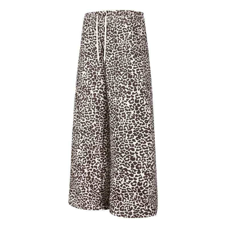 Leopard Print Wide-Leg Sweatpants – Relaxed Fit Casual Trousers